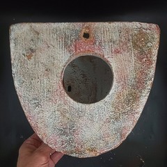 Vintage Terra Cotta Folk Art “Luna Y Casa”, Hand-Thrown Organic Modern Pocket
