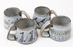 (set of 4) Ken Edwards El Palomar Mexican Pottery Large Coffee Cup Mug