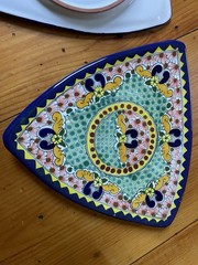 2 Talavera Plates Triangle Floral Mexican Pottery Folk Art 10″ Sebastian Hangs