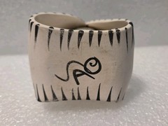 Dorothy Steele Modern Art Pottery Fun Cat Bud Vase Taper Candle Holder Signed