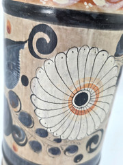 Vintage Tonala Mexico Burnished Clay Pottery Vase – floral and peacock