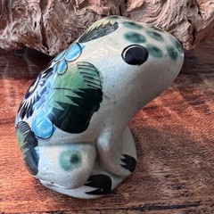 Hand-Painted Mexican Folk Art Ceramic Frog Floral Design 3.5″ Inch