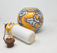 Tierra Fina Hand Painted Mexican Table Top Torch 11 ” Tall – Yellow