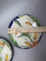 Mexican Talavera Pottery Serving Plates Calla Lilies Small T Ruth Folk Art Decor