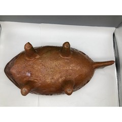 Vintage Terra Cotta Glaze Red Clay Fish Shape Tabletop Warmer w/Defect READ NOTE
