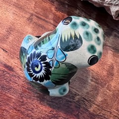 Hand-Painted Mexican Folk Art Ceramic Frog Floral Design 3.5″ Inch