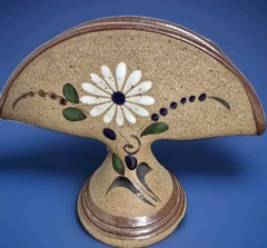 VintageTonala Floral Napkin/Letter Holder Sandstone Mexican Pottery Hand painted