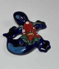 Handmade Talavera Ceramic Gecko Lizard Figurine Mexico Folk Art 2.5″ Colorful