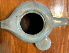 Mara Mexico Blue Slate Stoneware Teapot Pitcher Classic Faces Design Art