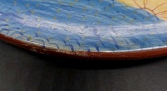 1930s Mexico Folk Art Hand Painted Wall Plate Bird Floral 12½”