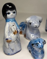 Vintage Estate 14 Piece Tonala Folk Art Mexican Pottery Nativity Set