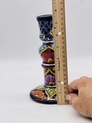 Vintage Telavera Mexican Pottery Single Candle Holder Hand Painted Signed