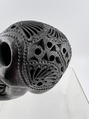 Vtg Oaxaca Black Clay Pottery Sugar Skull Mexico