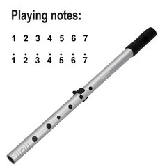 Irish Tin Whistle Flute 6Hole Aluminum Key of C Penny Whistle Silver