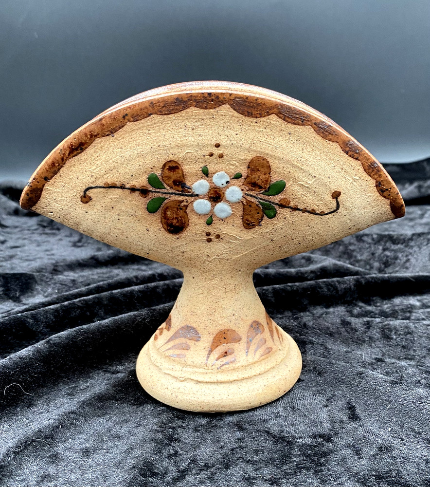Tonala Floral Napkin/Letter Holder, Sandstone, Mexican Pottery, Hand-painted