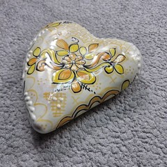 Talavera Heart Wall Decor Mexican Pottery Art Hand Painted 7 X 6 x 2 In