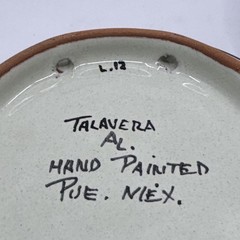 Talavera Tea Mug and Saucer Puebla Mexico Pottery Signed Floral Blue & White