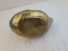 Vintage Tonala Mexico Duck Handmade Painted In Armor Brass and Ceramic
