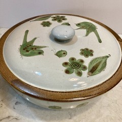 Tonala Mexico Ken Edwards El Palomar Green Bird Butterfly 3qt Covered Casserole