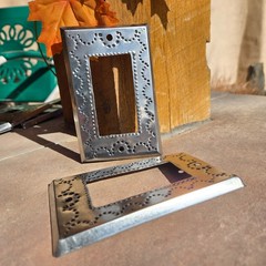 Mexican Punch Tin Single Rocker light switch plate cover Folk Art Silver