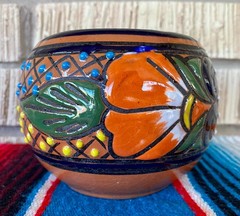 Mexican Ceramic Flower Pot Planter Folk Art Pottery Handmade Talavera #11