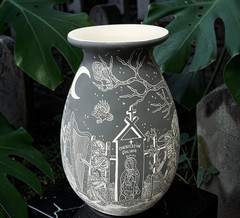Mata Ortiz Pottery Day of the Dead Night Javier Martinez Cemetery Ravens Mexican