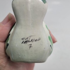 Mexican Pottery Hand Painted Small Bird Figurine Green and Blue 2″ T