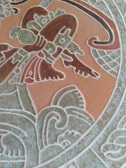 Classic Maya or Aztec Folk Art Reproduction Plate Wall Art 11.75in B4