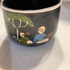 Vintage Mexican Tlaquepaque Pottery Mug Set of 4 Folk Art Style