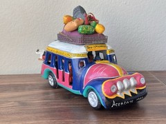 Vintage Mexican Folk Art Clay Sculpture Of Overloaded Car Marked “Pro Vallarta”