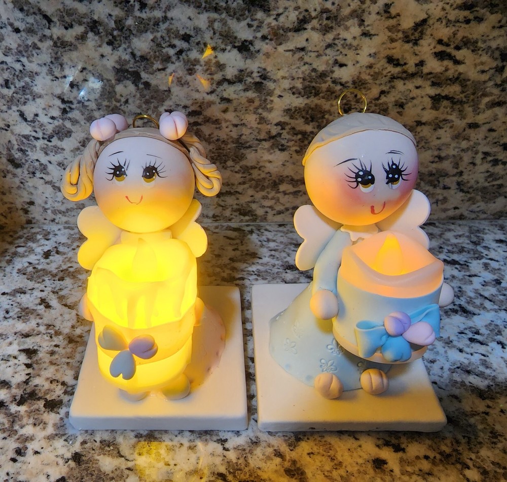 Pareja Angelitos De Pasta Flexible