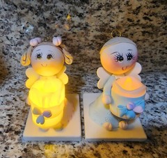 Pareja Angelitos De Pasta Flexible
