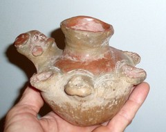MUSEUM QUALITY PRE COLUMBIAN MAYAN CEREMONIAL REDWARE POTTERY BOWL ARTIFACT FACE