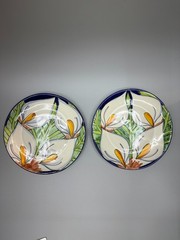 Mexican Talavera Pottery Serving Plates Calla Lilies Small T Ruth Folk Art Decor