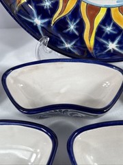 Mexican Talavera Pottery 7pc Hand Painted Chip Salsa Condiment Serving Dish Set