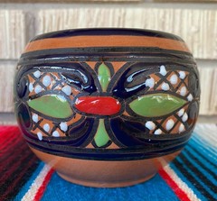 Mexican Ceramic Flower Pot Planter Folk Art Pottery Handmade Talavera #14