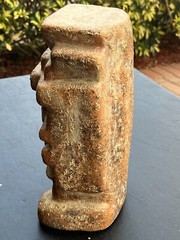 Vintage Mid Century Modern MCM Aztec Statue Terra Cotta Clay Figure 10.5″ Tall