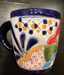 2 talavera pottery Mugs, Handmade Signed Tea/Coffee NWOT/ Lead Free 3”x3.5”