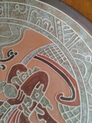 Classic Maya or Aztec Folk Art Reproduction Plate Wall Art 11.75in B4