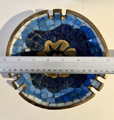 Salvador Terán Modernist Mosaic And Brass Footed Ashtray 7″ Diameter