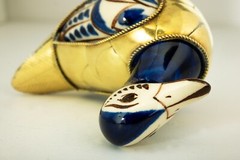 Duck Figurine VTG from Tonala Mexico Ceramic and Brass 4 Inches Tall Good Cond.