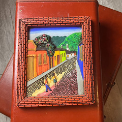 Vintage Latin American Folk Art Relief – Hand Painted Clay Wall Hanging Colorful