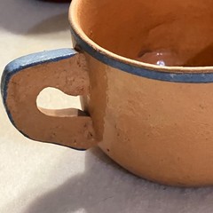 Vintage Mexican Tlaquepaque Pottery Mug Set of 4 Folk Art Style