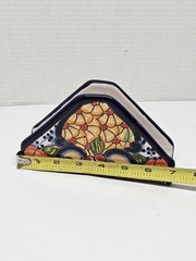 Handmade Authentic Mexican Talavera Ceramic Napkins Holder Vibrant Floral Patter