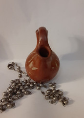 Vtg. Antique Mexico Collectible Estate Wedding Vase, Necklace, Ring