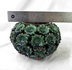 Green Glazed Hilario Alejos Madrigal Michoacan Pottery Pineapple Pot w/ Lid 7”