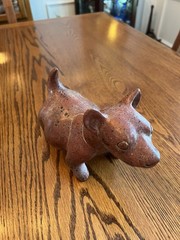 Vintage Colima Style Terracotta Dog Effigy Vessel Mexican Folk Art Hollow