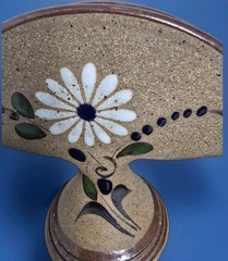 VintageTonala Floral Napkin/Letter Holder Sandstone Mexican Pottery Hand painted