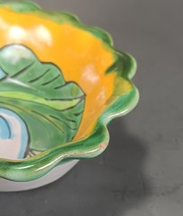 Talavera Salsa Bowl Handpainted Floral Lilly Small Candy Dish Mexican 5.25″