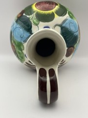 Vintage Mexican Folk Tonala Pottery Pitcher Artist Signed Vibrant Colors